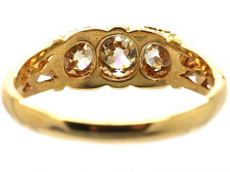 Victorian 18ct Gold,Three Stone Old Mine Cut Diamond Ring