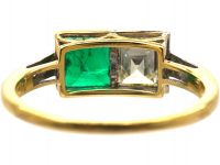 18ct Gold & Platinum, Square Cut Emerald & Diamond Ring by Boodles