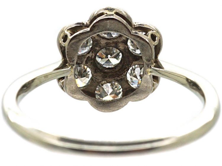 Early 20th Century 18ct White Gold & Platinum Diamond Cluster Ring