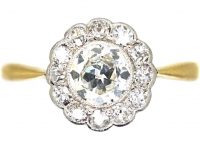Edwardian 18ct Gold & Platinum, Diamond Daisy Cluster Ring