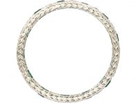 Art Deco Platinum Eternity Ring set with Emeralds & Diamonds