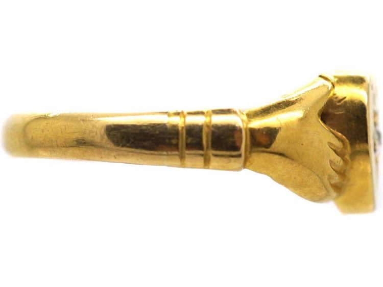 Victorian 18ct Gold Fede Ring with Diamond set Heart