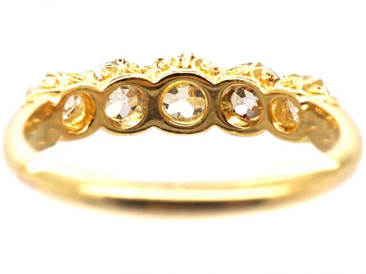 Victorian 18ct Gold & Old Mine Cut Diamond Five Stone Ring