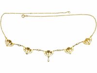 French Belle Epoque 18ct Gold Garland Necklace set with Natural Pearls