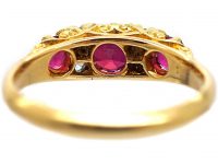 Edwardian 18ct Gold Three Stone Ruby & Diamond Ring