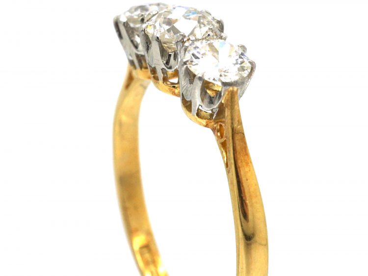 Early 20th Century 18ct Gold & Platinum, Three Stone Diamond Ring
