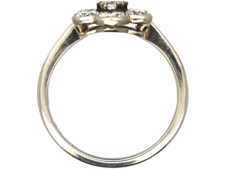 Early 20th Century 18ct White Gold & Platinum Diamond Cluster Ring