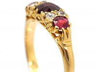 Edwardian 18ct Gold Three Stone Ruby & Diamond Ring