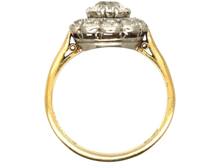 Edwardian 18ct Gold & Platinum, Diamond Daisy Cluster Ring