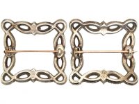 Georgian Pair of Silver & Flat Cut Almandine Garnet Buckles in original Case