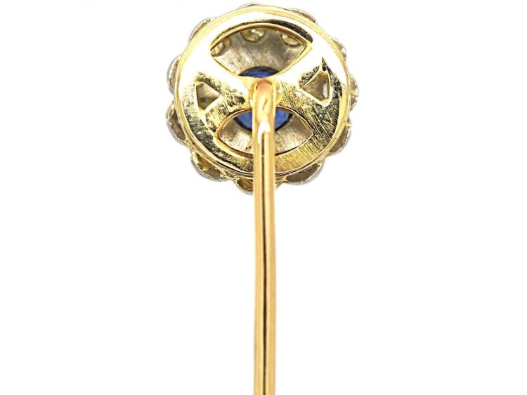 Edwardian 15ct Gold & Platinum, Diamond & Sapphire Cluster Tie Pin