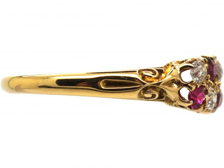 Victorian 18ct, Gold Ruby & Diamond Chequerboard Ring