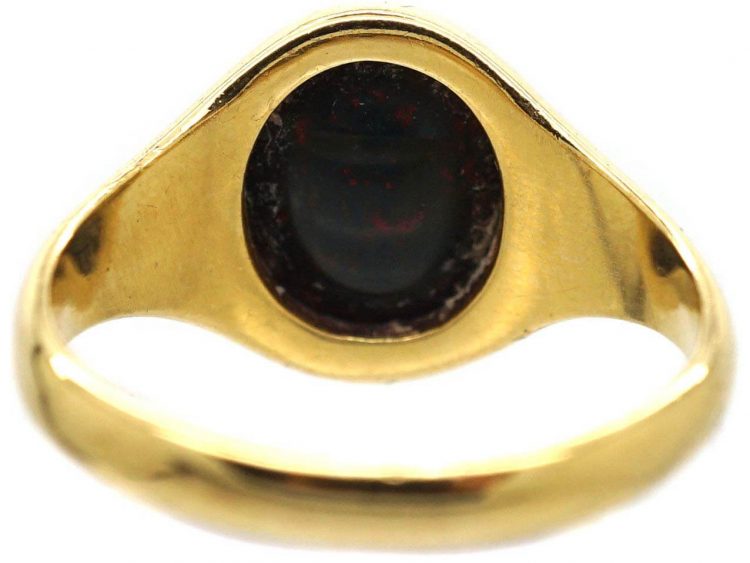 Edwardian 18ct Gold & Bloodstone Signet ring with Griffin Intaglio