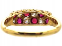 Victorian 18ct, Gold Ruby & Diamond Chequerboard Ring
