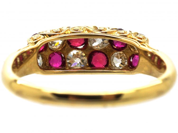 Victorian 18ct, Gold Ruby & Diamond Chequerboard Ring