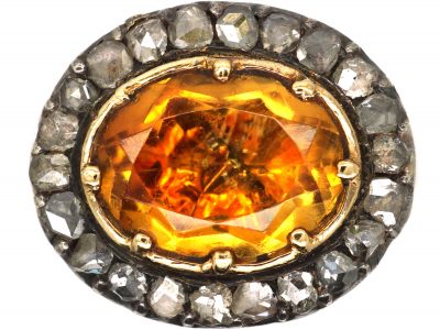 Early 19th Century 18ct Gold & Foiled Citrine & Rose Diamond Ring
