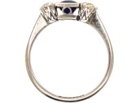 Art Deco 18ct White Gold & Platinum, Sapphire & Diamond Three Stone Ring