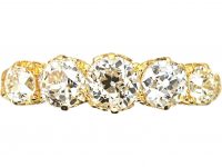 Victorian 18ct Gold & Old Mine Cut Diamond Five Stone Ring