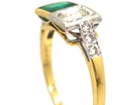 18ct Gold & Platinum, Square Cut Emerald & Diamond Ring by Boodles