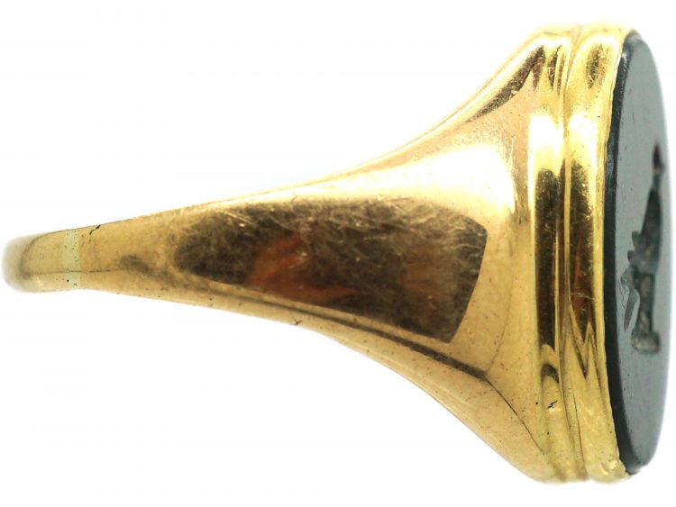 Victorian 18ct Gold & Bloodstone Ring with Bird Intaglio