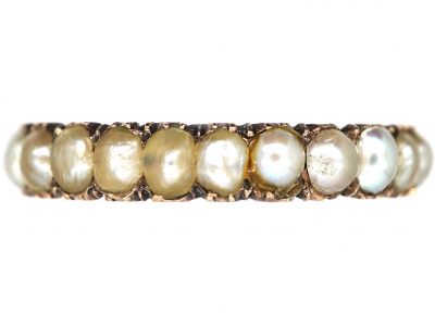 Georgian 9ct Gold & Natural Split Pearl Eternity Ring