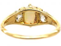 Edwardian 18ct Gold, Opal & Diamond Three Stone Ring
