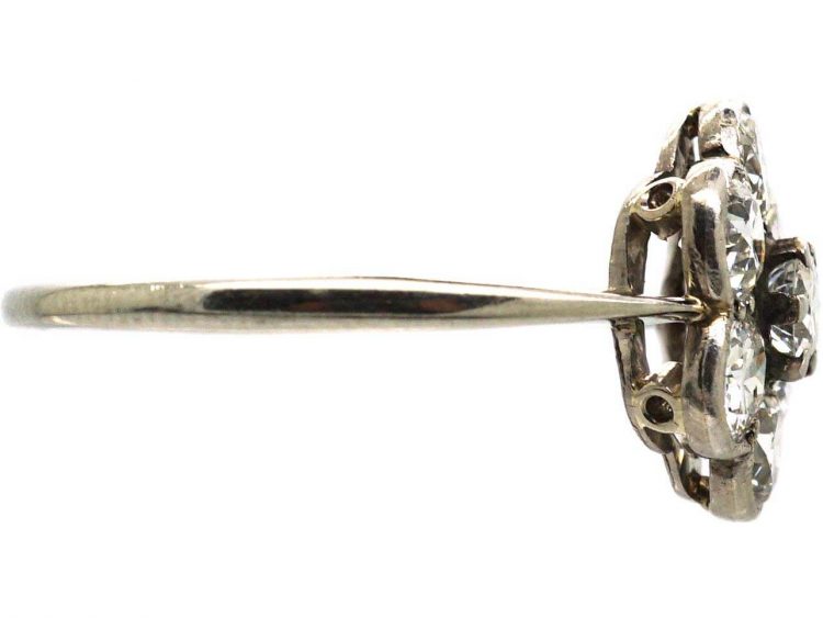 Early 20th Century 18ct White Gold & Platinum Diamond Cluster Ring