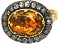 Early 19th Century 18ct Gold & Foiled Citrine & Rose Diamond Ring
