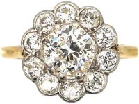 Edwardian 18ct Gold & Platinum, Diamond Daisy Cluster Ring