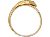 Victorian 18ct Gold Snake Ring set with a Diamond & Ruby Eyes