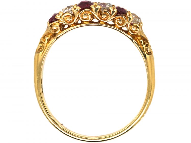 Victorian 18ct, Gold Ruby & Diamond Chequerboard Ring