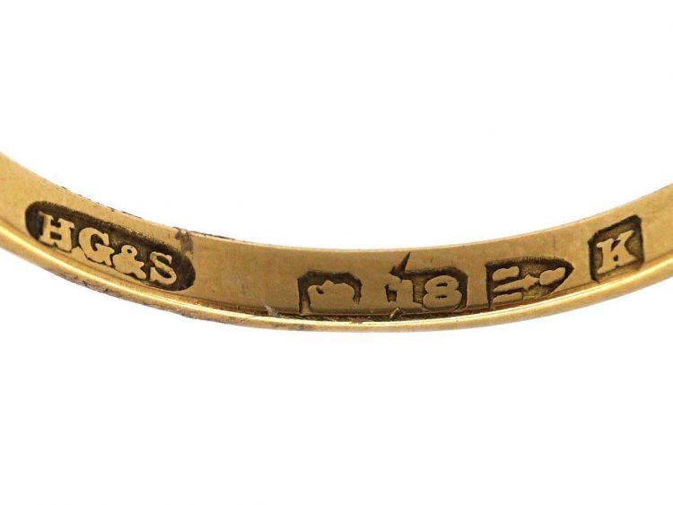 Victorian 18ct Gold Five Stone Ruby Carved Half Hoop Ring