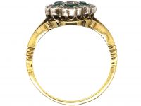 Edwardian 18ct Gold, Emerald & Diamond Cluster Ring