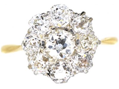1920s 18ct Gold & Platinum, Diamond Cluster Ring