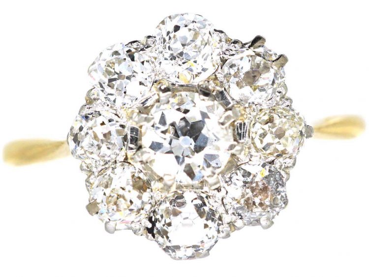 1920s 18ct Gold & Platinum, Diamond Cluster Ring