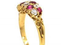 Victorian 18ct, Gold Ruby & Diamond Chequerboard Ring