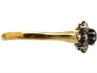 Edwardian 18ct Gold, Sapphire & Diamond Cluster Ring with Diamond set Shoulders