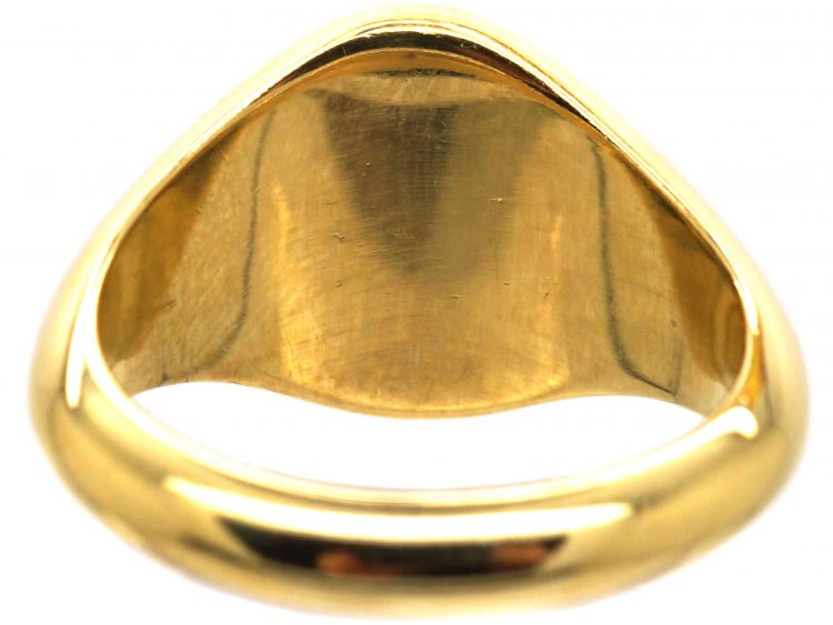 18ct Gold Signet Ring Engraved with a Fleur de Lys & Snake Entwined by Charles Green & Sons