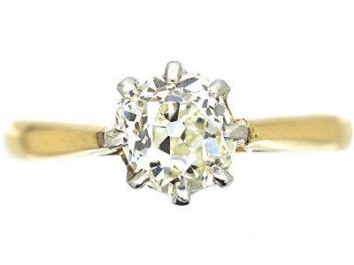 Art Deco 18ct Gold Old Mine Cut Diamond Solitaire Ring