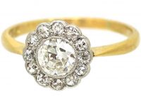 Edwardian 18ct Gold & Platinum, Diamond Daisy Cluster Ring