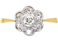 Edwardian 18ct Gold & Platinum, Diamond Daisy Cluster Ring