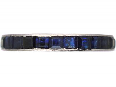 Art Deco Platinum & Square Cut Sapphire Eternity Ring