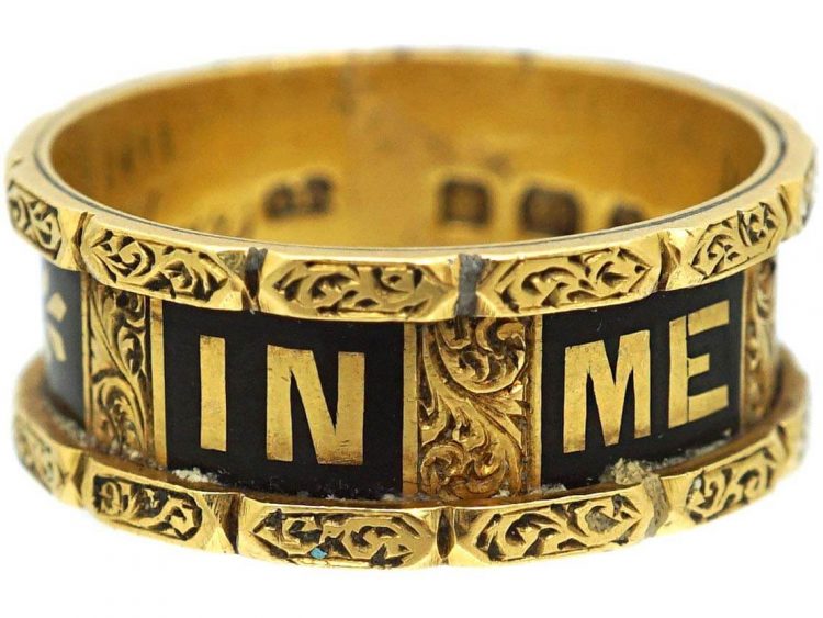 Georgian 18ct Gold & Black Enamel Memorial Ring