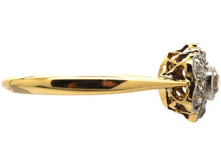 Edwardian 18ct Gold & Platinum, Diamond Daisy Cluster Ring