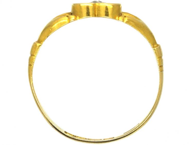 Victorian 18ct Gold Fede Ring with Diamond set Heart