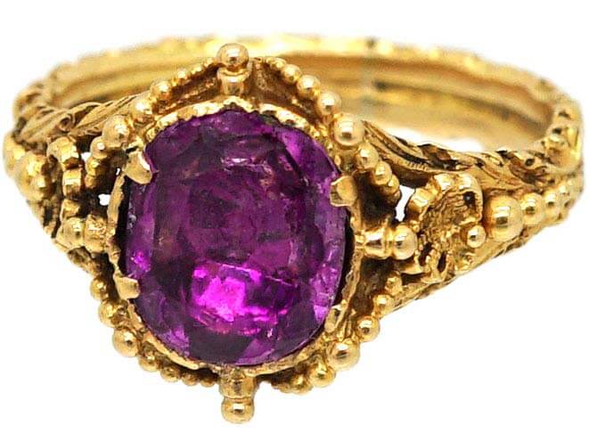 Georgian 18ct Gold Ring set with a Pink Topaz