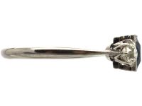 Art Deco 18ct White Gold & Platinum, Sapphire & Diamond Three Stone Ring