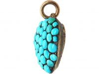 Victorian 9ct Gold & Silver Heart Pave set with Turquoise