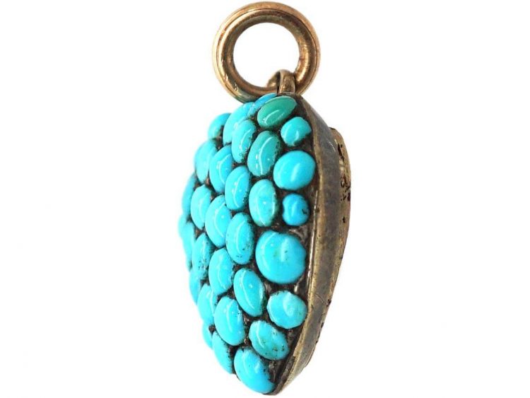 Victorian 9ct Gold & Silver Heart Pave set with Turquoise