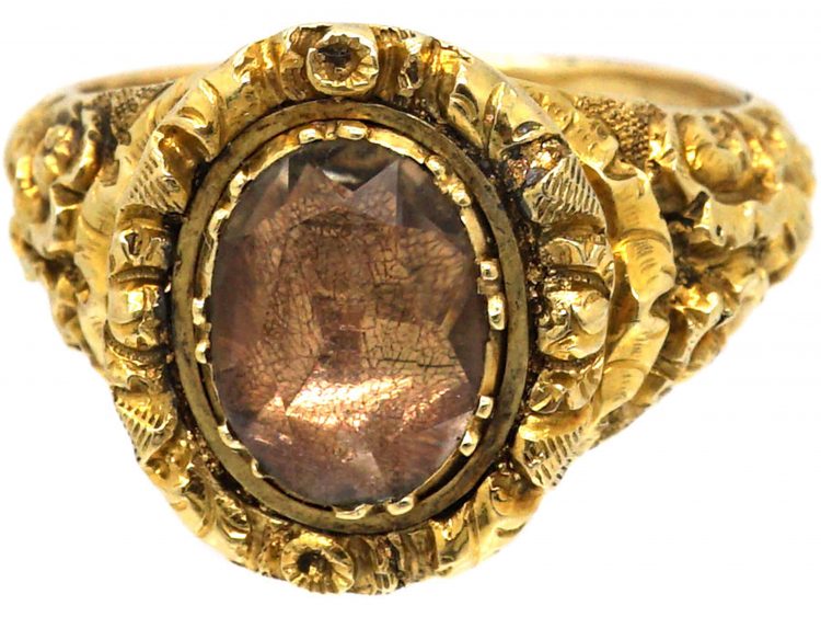 Georgian 18ct Gold & Foiled Rock Crystal Ring